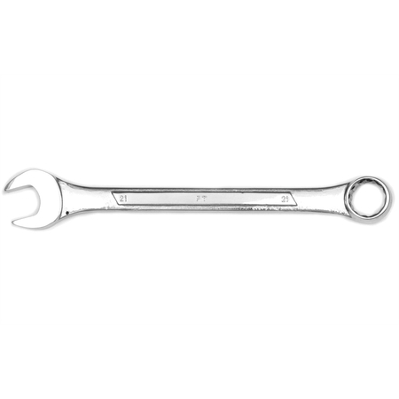 PERFORMANCE TOOL Chrome Combination Wrench, 21mm, with 12 Point Box End, Raised Panel, 10-1/4" Long W341C